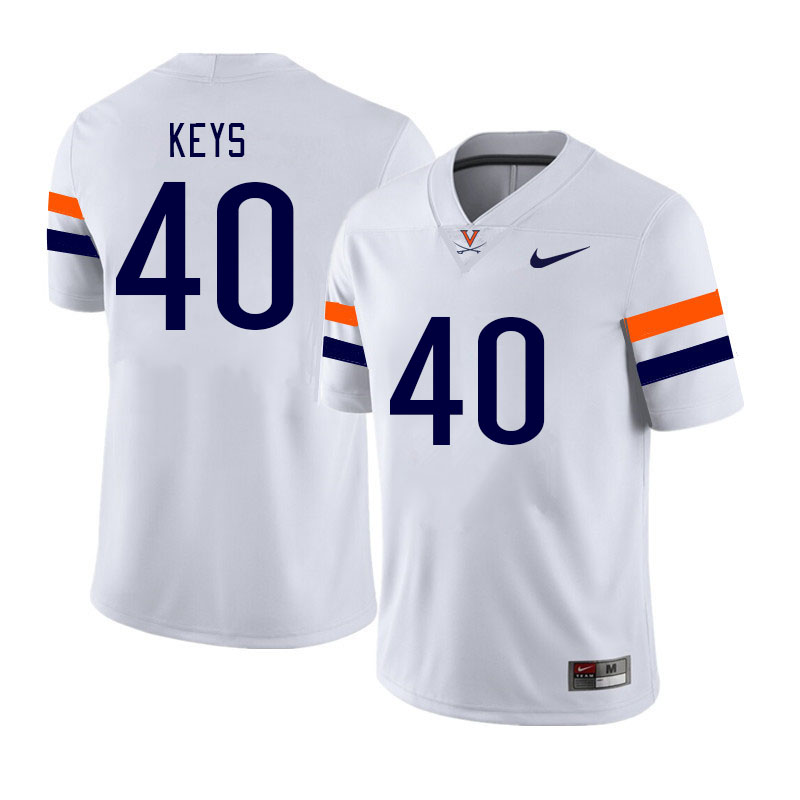 Men #40 Rob Keys Virginia Cavaliers College Football Jerseys Stitched Sale-White